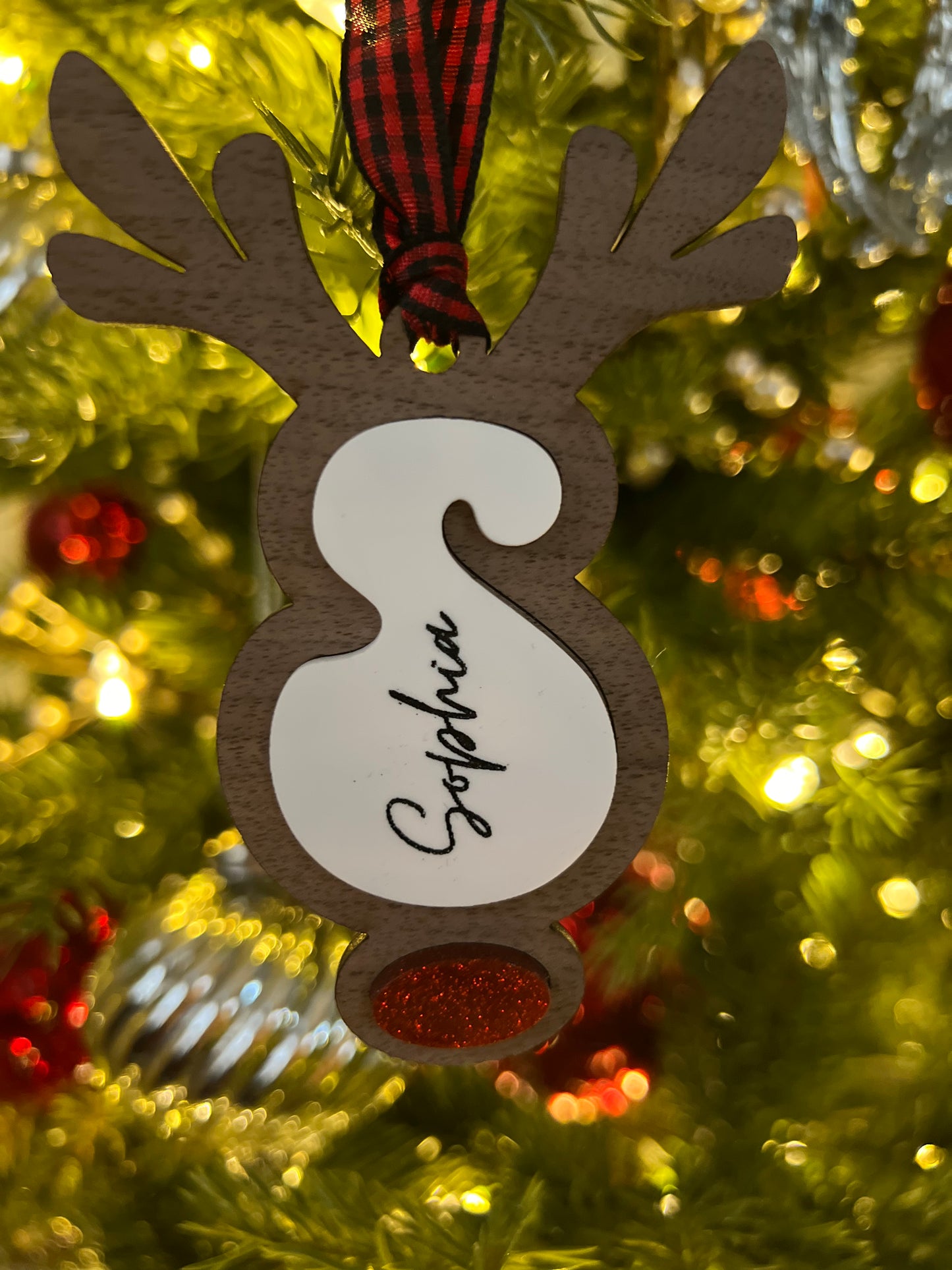 Boho Reindeer retro letter ornament