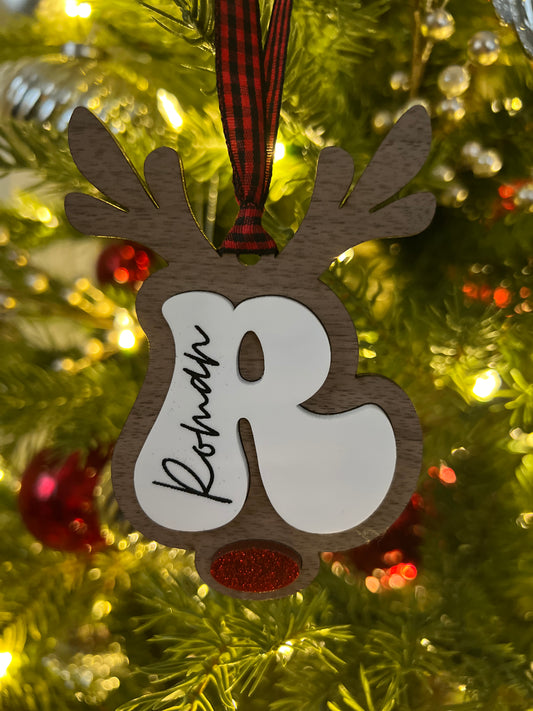 Boho Reindeer retro letter ornament