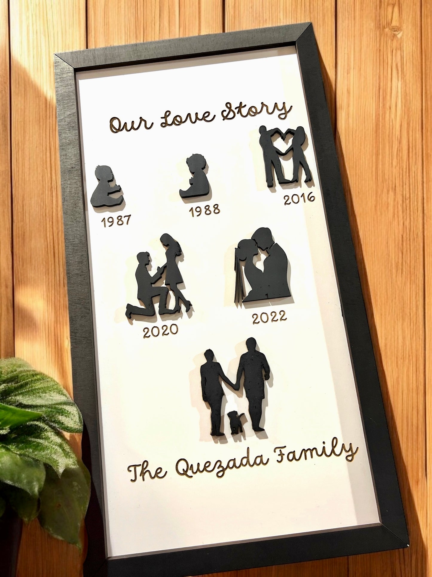 Our love story family sign laser cut and engraved - Personalized