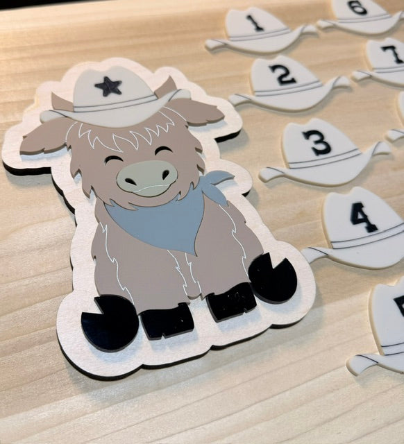 Highland cow interchangeable baby milestone