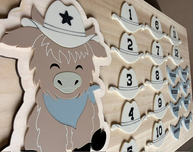 Highland cow interchangeable baby milestone