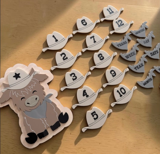 Highland cow interchangeable baby milestone