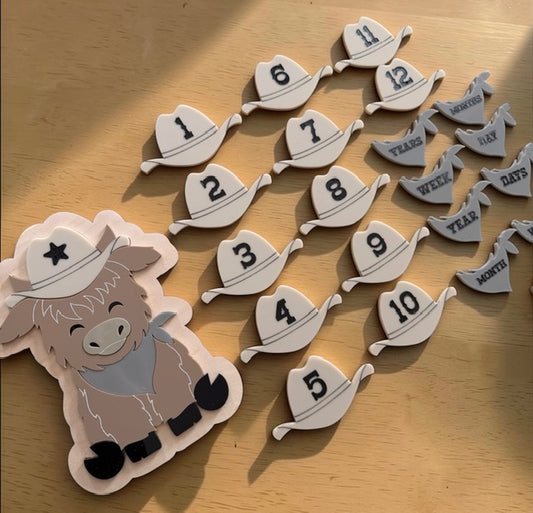 Highland cow interchangeable baby milestone