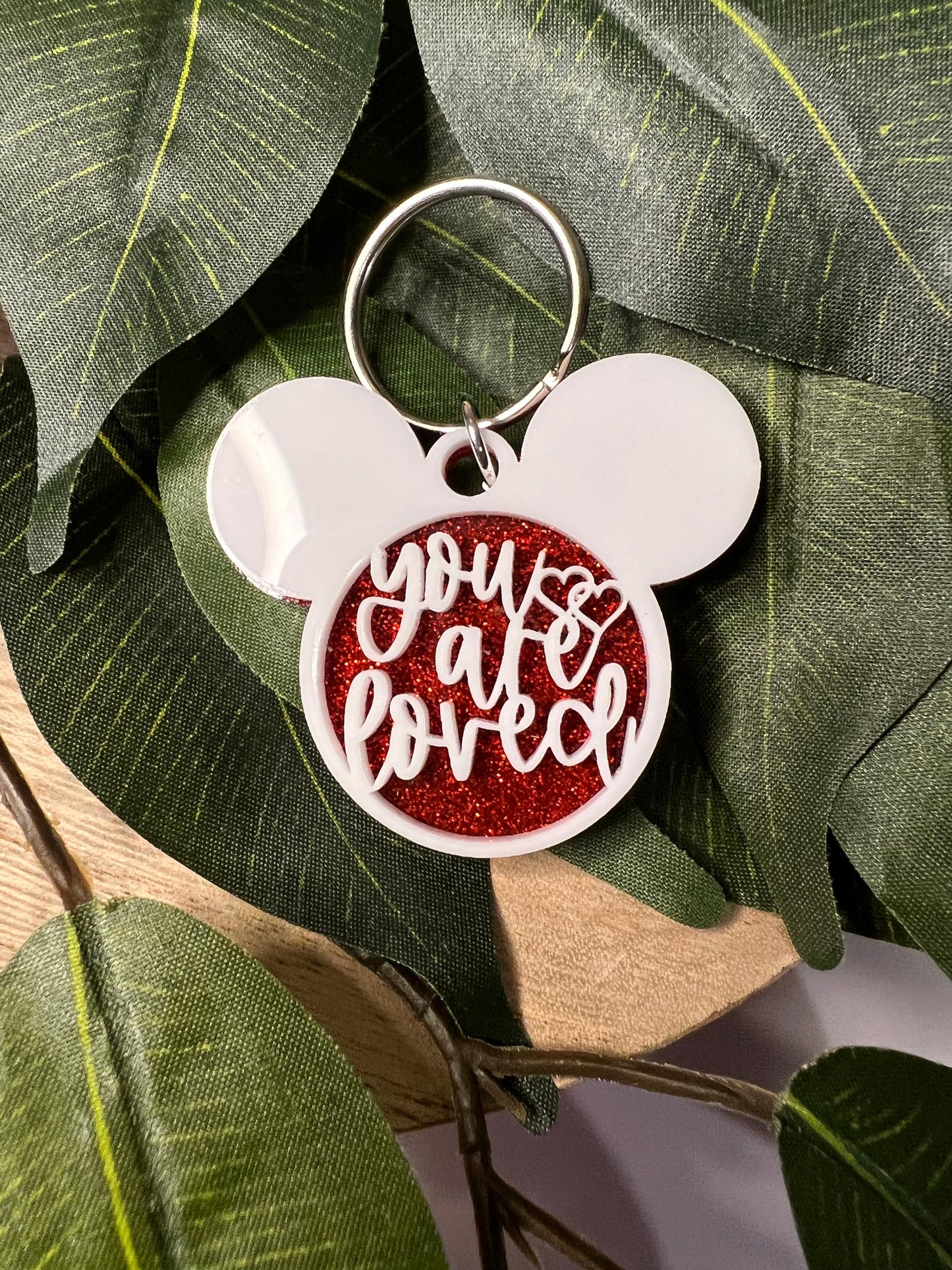 You are loved glitter keychain