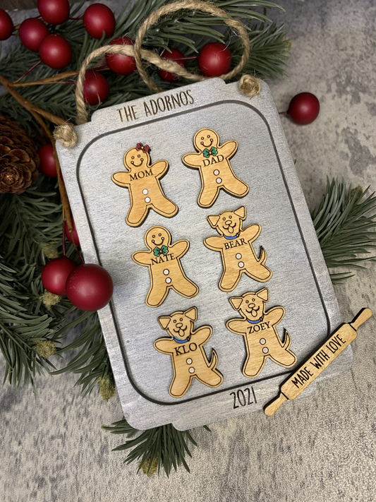 Customizable Gingerbread family ornament