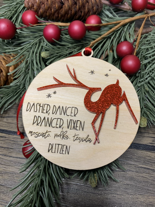 Dancer-prancer-blitzen funny ornament