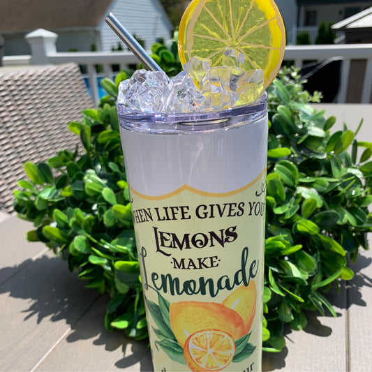 Sublimated lemonade tumblers with Faux lemon & Ice Cubes