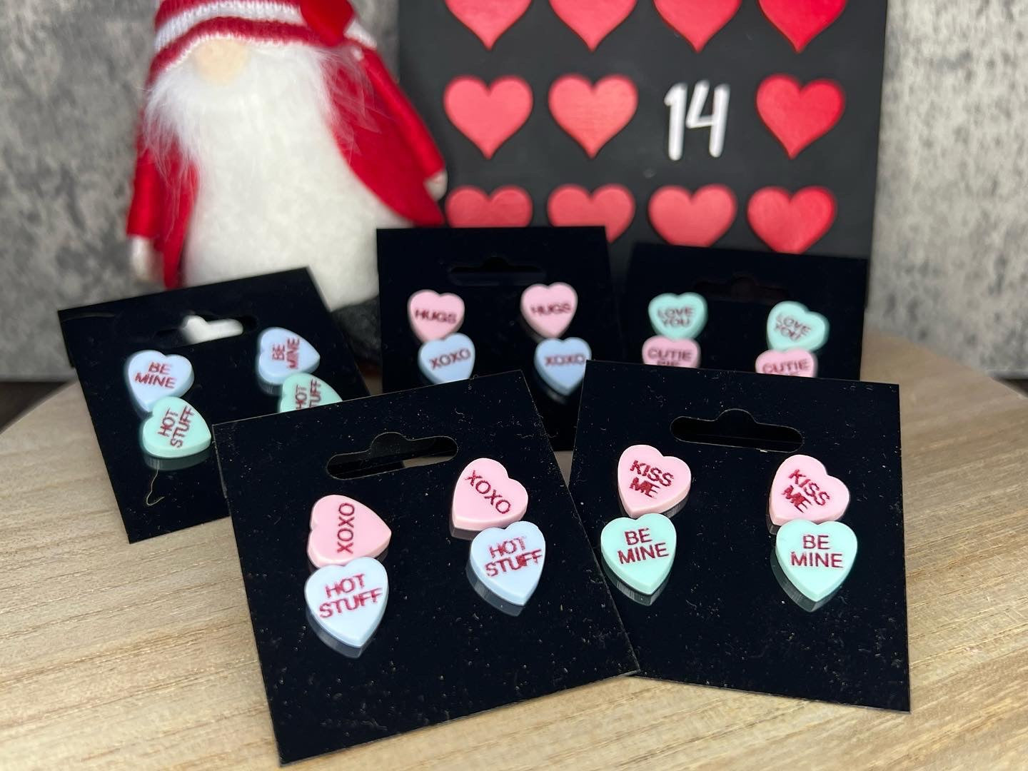 Conversation heart earring stud - Valentines day gift – kikiscreationsnj