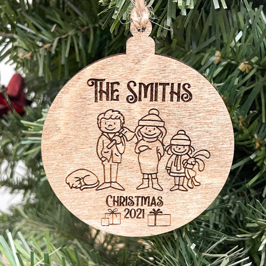 Stick Figure Family Ornament