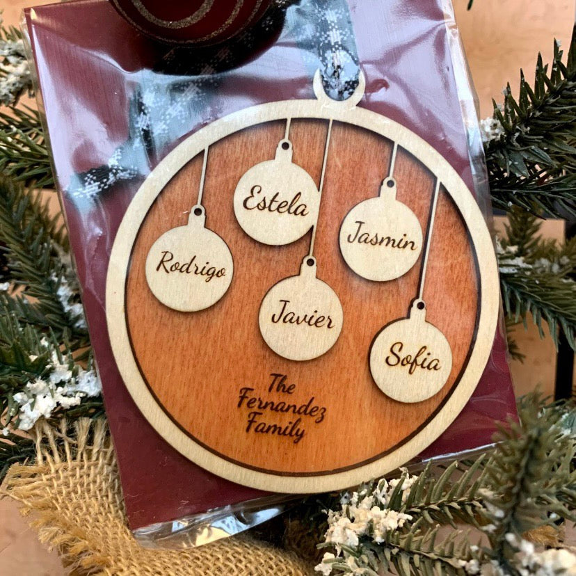 Family ornament set  - up to 15 names