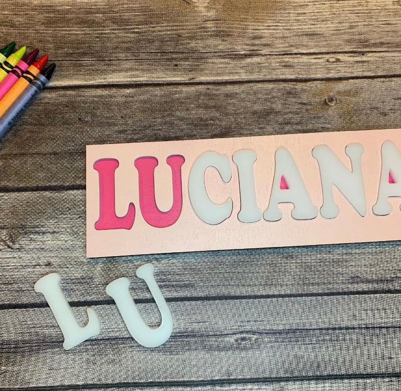 Wooden name puzzle