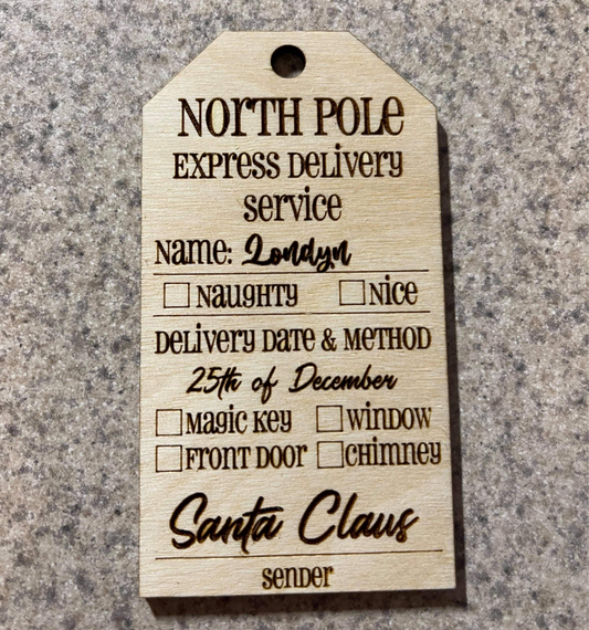 The North Pole gift tag