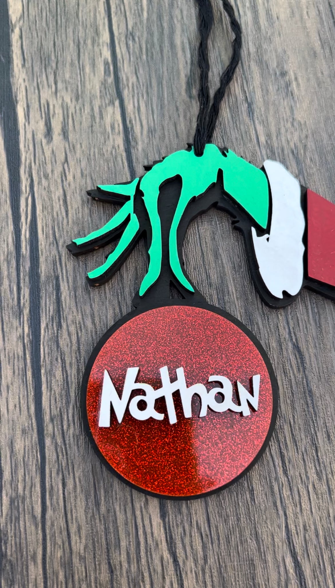 Naughty grinch inspired personalized ornament