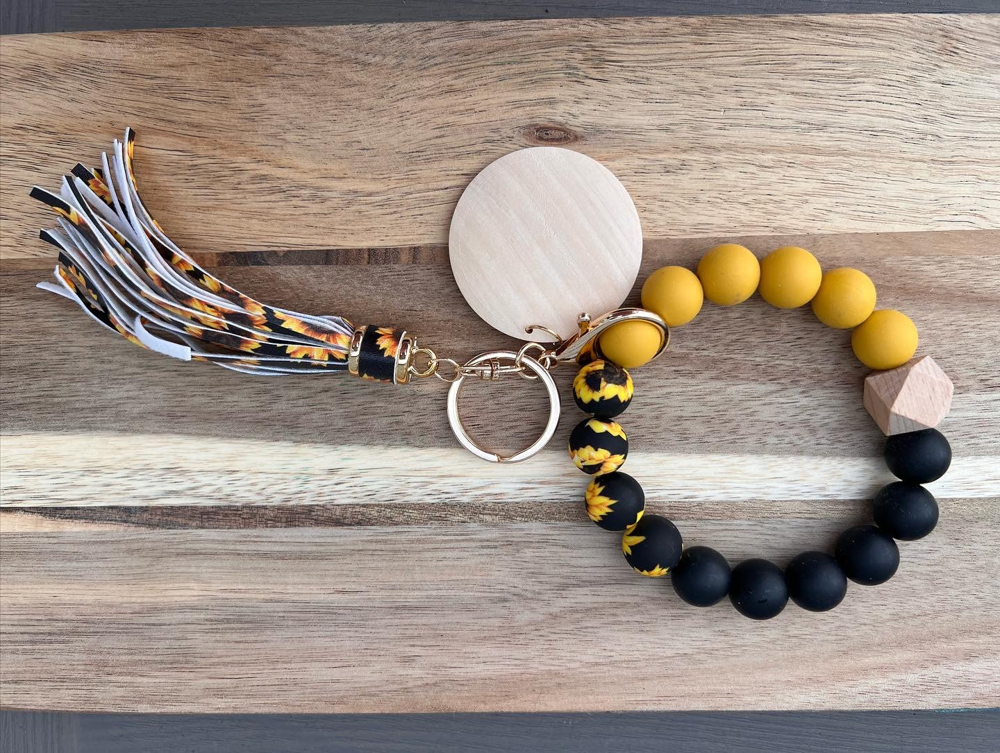 Wooden  & Silicone beaded Keychains